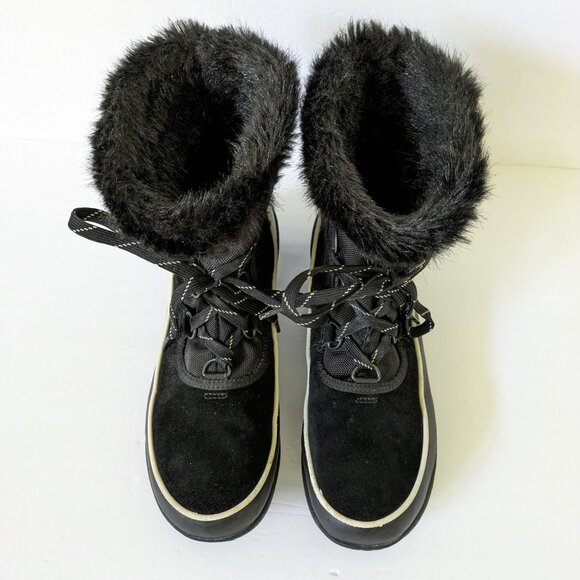 Sorel Tivoli III Waterproof Suede Textile Faux Fur Cuff Black Boot Size 10 - Picture 3 of 16